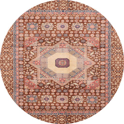 Round Abstract Light Salmon Rose Pink Modern Rug, abs4102