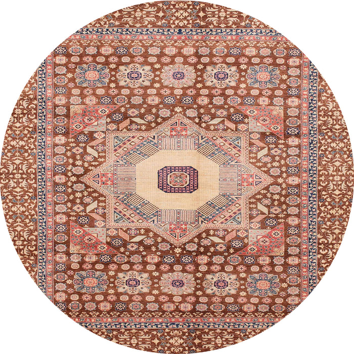 Round Abstract Light Salmon Rose Pink Modern Rug, abs4102