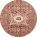 Round Abstract Light Salmon Rose Pink Modern Rug, abs4102