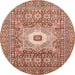 Round Machine Washable Abstract Light Salmon Rose Pink Rug, wshabs4102