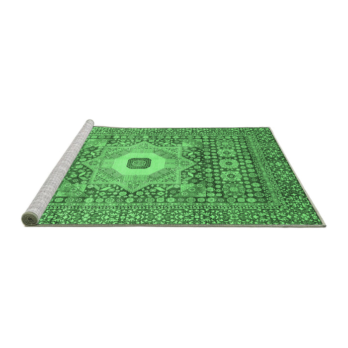 Sideview of Machine Washable Abstract Emerald Green Modern Area Rugs, wshabs4102emgrn