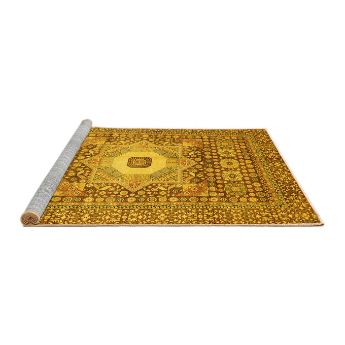 Sideview of Machine Washable Abstract Yellow Modern Rug, wshabs4102yw