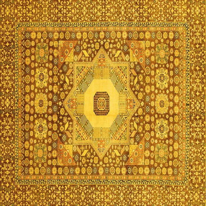 Square Machine Washable Abstract Yellow Modern Rug, wshabs4102yw