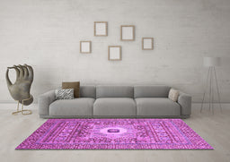 Machine Washable Abstract Purple Modern Area Rugs in a Living Room, wshabs4102pur