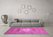 Machine Washable Abstract Pink Modern Rug in a Living Room, wshabs4102pnk