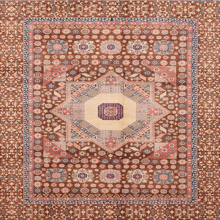 Square Machine Washable Abstract Light Salmon Rose Pink Rug, wshabs4102