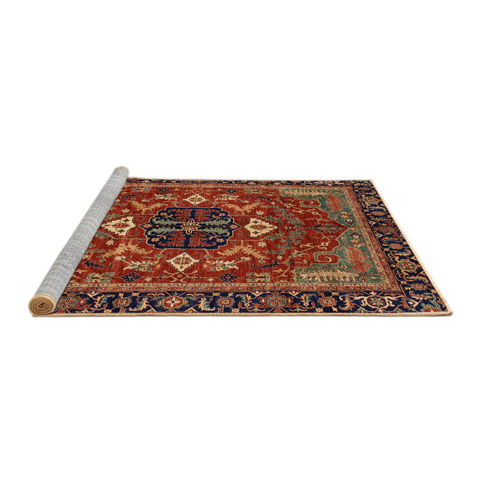 Sideview of Machine Washable Abstract Saffron Red Rug, wshabs4103