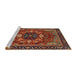 Sideview of Machine Washable Abstract Saffron Red Rug, wshabs4103