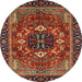 Round Abstract Saffron Red Modern Rug, abs4103