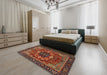 Abstract Saffron Red Modern Rug in a Bedroom, abs4103