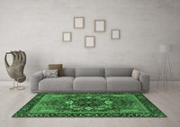 Machine Washable Abstract Emerald Green Modern Rug, wshabs4103emgrn