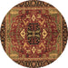 Round Machine Washable Abstract Brown Modern Rug, wshabs4103brn