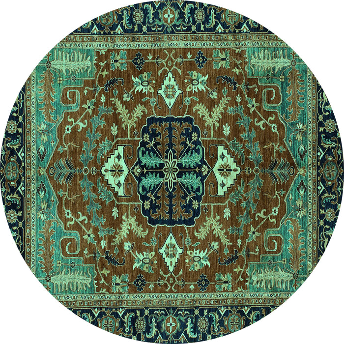 Round Machine Washable Abstract Turquoise Modern Area Rugs, wshabs4103turq