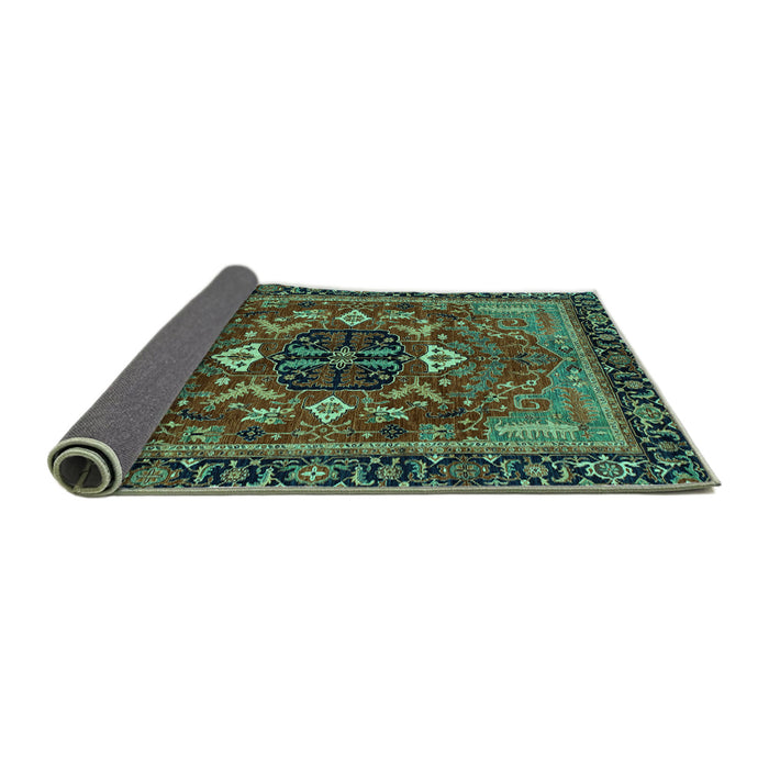 Sideview of Abstract Turquoise Modern Rug, abs4103turq