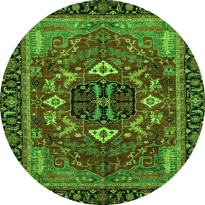 Round Abstract Green Modern Rug, abs4103grn