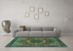 Machine Washable Abstract Turquoise Modern Area Rugs in a Living Room,, wshabs4103turq