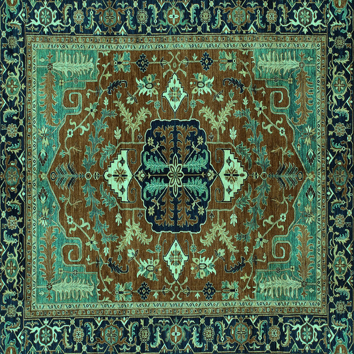 Square Machine Washable Abstract Turquoise Modern Area Rugs, wshabs4103turq