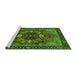 Sideview of Machine Washable Abstract Green Modern Area Rugs, wshabs4103grn