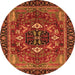 Round Machine Washable Abstract Orange Modern Area Rugs, wshabs4103org