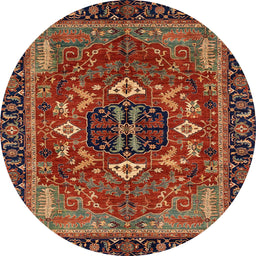 Round Machine Washable Abstract Saffron Red Rug, wshabs4103
