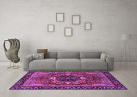 Machine Washable Abstract Purple Modern Rug, wshabs4103pur