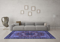 Machine Washable Abstract Blue Modern Rug, wshabs4103blu