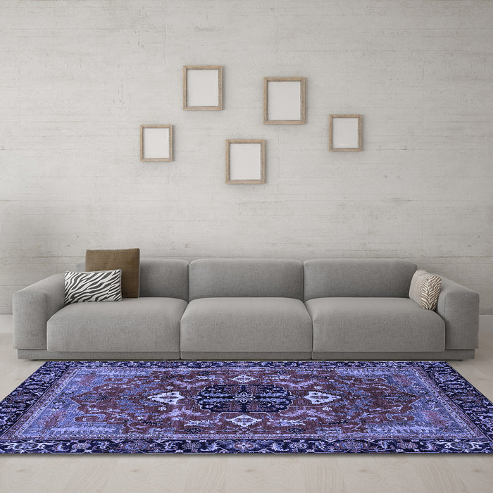 Machine Washable Abstract Blue Modern Rug in a Living Room, wshabs4103blu