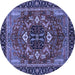 Round Machine Washable Abstract Blue Modern Rug, wshabs4103blu