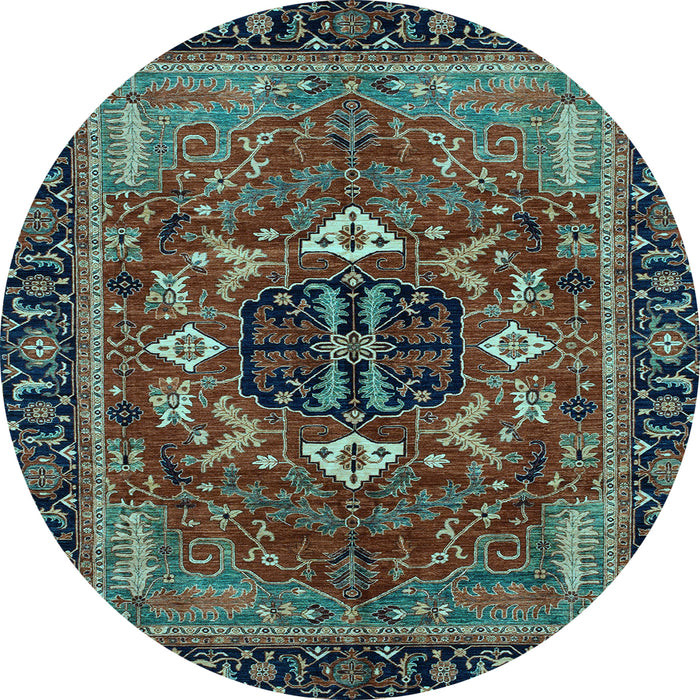 Round Abstract Light Blue Modern Rug, abs4103lblu
