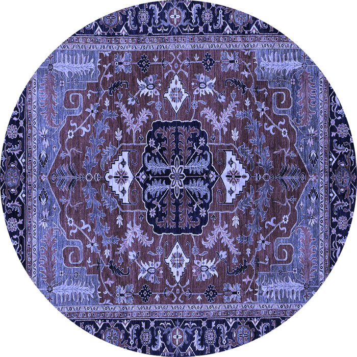 Round Abstract Blue Modern Rug, abs4103blu