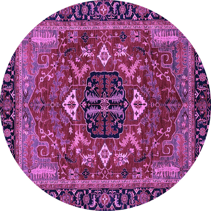 Round Machine Washable Abstract Purple Modern Area Rugs, wshabs4103pur