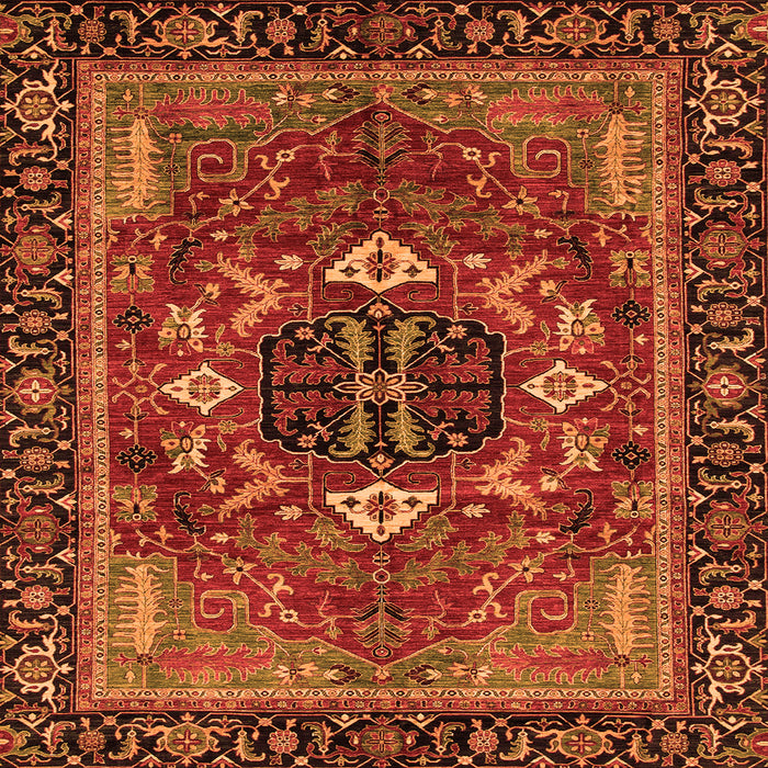 Square Machine Washable Abstract Orange Modern Area Rugs, wshabs4103org