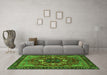 Machine Washable Abstract Green Modern Area Rugs in a Living Room,, wshabs4103grn