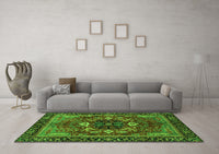 Machine Washable Abstract Green Modern Rug, wshabs4103grn