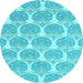 Round Machine Washable Abstract Light Blue Modern Rug, wshabs4104lblu