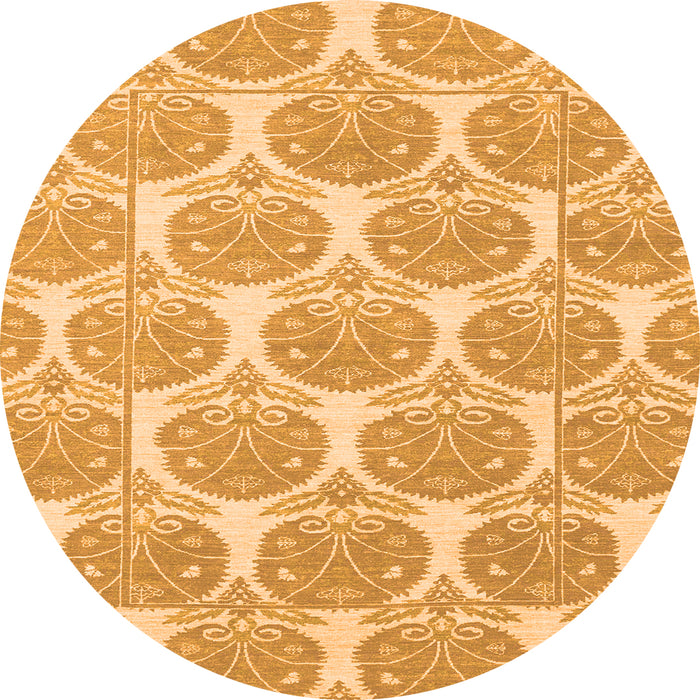 Round Machine Washable Abstract Orange Modern Area Rugs, wshabs4104org