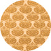 Round Machine Washable Abstract Orange Modern Area Rugs, wshabs4104org