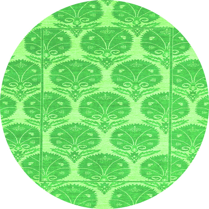 Round Abstract Green Modern Rug, abs4104grn