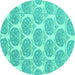 Round Abstract Turquoise Modern Rug, abs4104turq