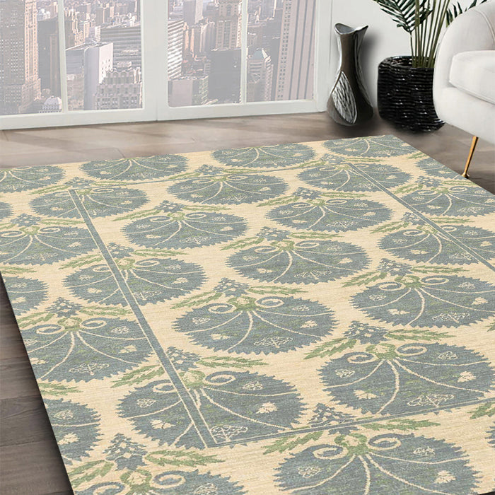 Abstract Gunmetal Gray Modern Rug in Family Room, abs4104