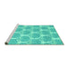 Sideview of Machine Washable Abstract Turquoise Modern Area Rugs, wshabs4104turq