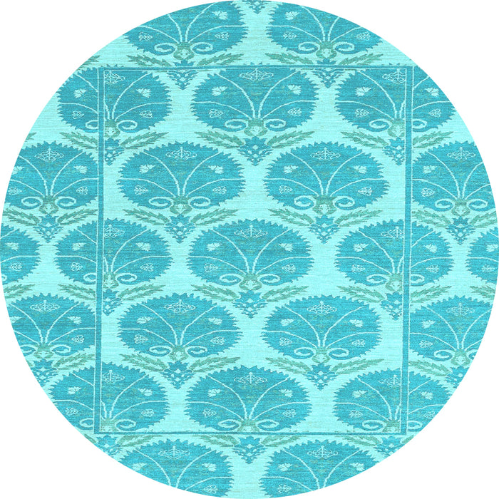 Round Abstract Light Blue Modern Rug, abs4104lblu