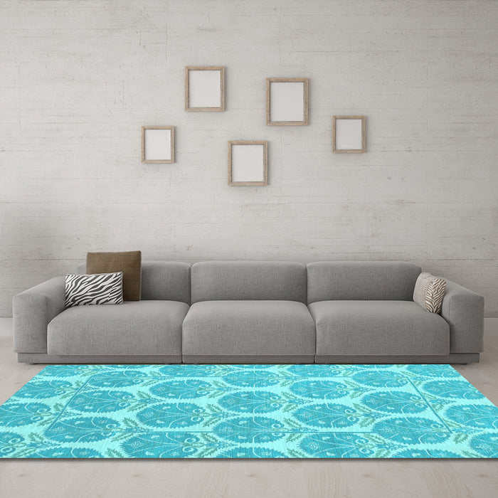 Machine Washable Abstract Light Blue Modern Rug in a Living Room, wshabs4104lblu