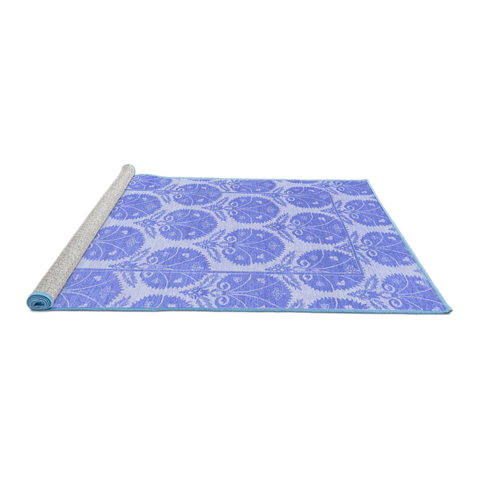 Sideview of Machine Washable Abstract Blue Modern Rug, wshabs4104blu