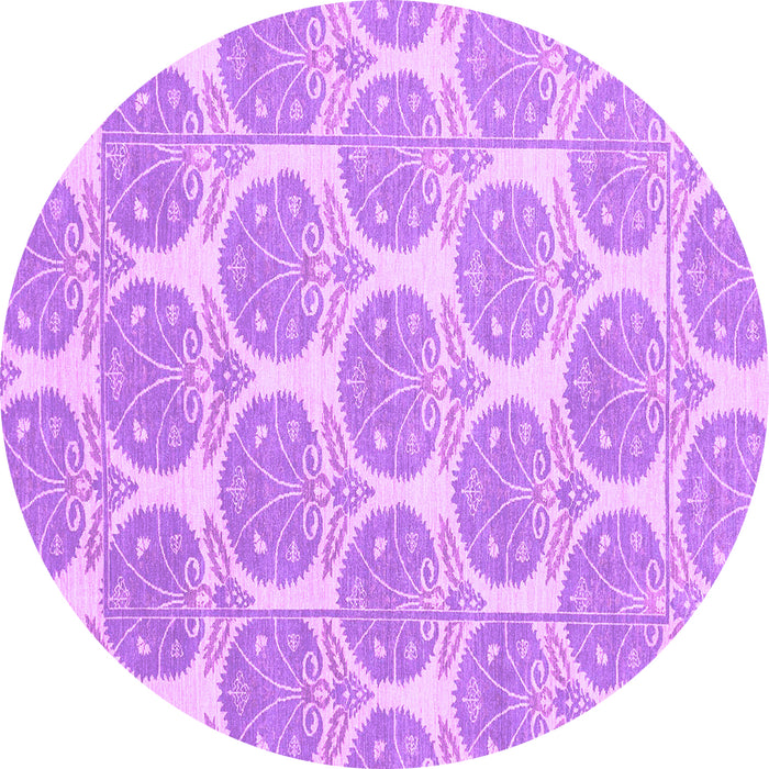 Round Abstract Purple Modern Rug, abs4104pur
