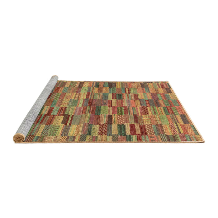 Sideview of Machine Washable Abstract Caramel Brown Rug, wshabs4105