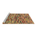 Sideview of Machine Washable Abstract Caramel Brown Rug, wshabs4105