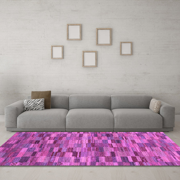 Machine Washable Abstract Purple Modern Area Rugs in a Living Room, wshabs4105pur