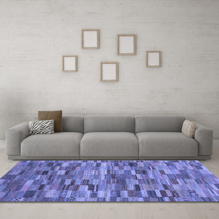 Machine Washable Abstract Blue Modern Rug in a Living Room, wshabs4105blu