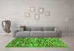 Machine Washable Abstract Green Modern Area Rugs in a Living Room,, wshabs4105grn